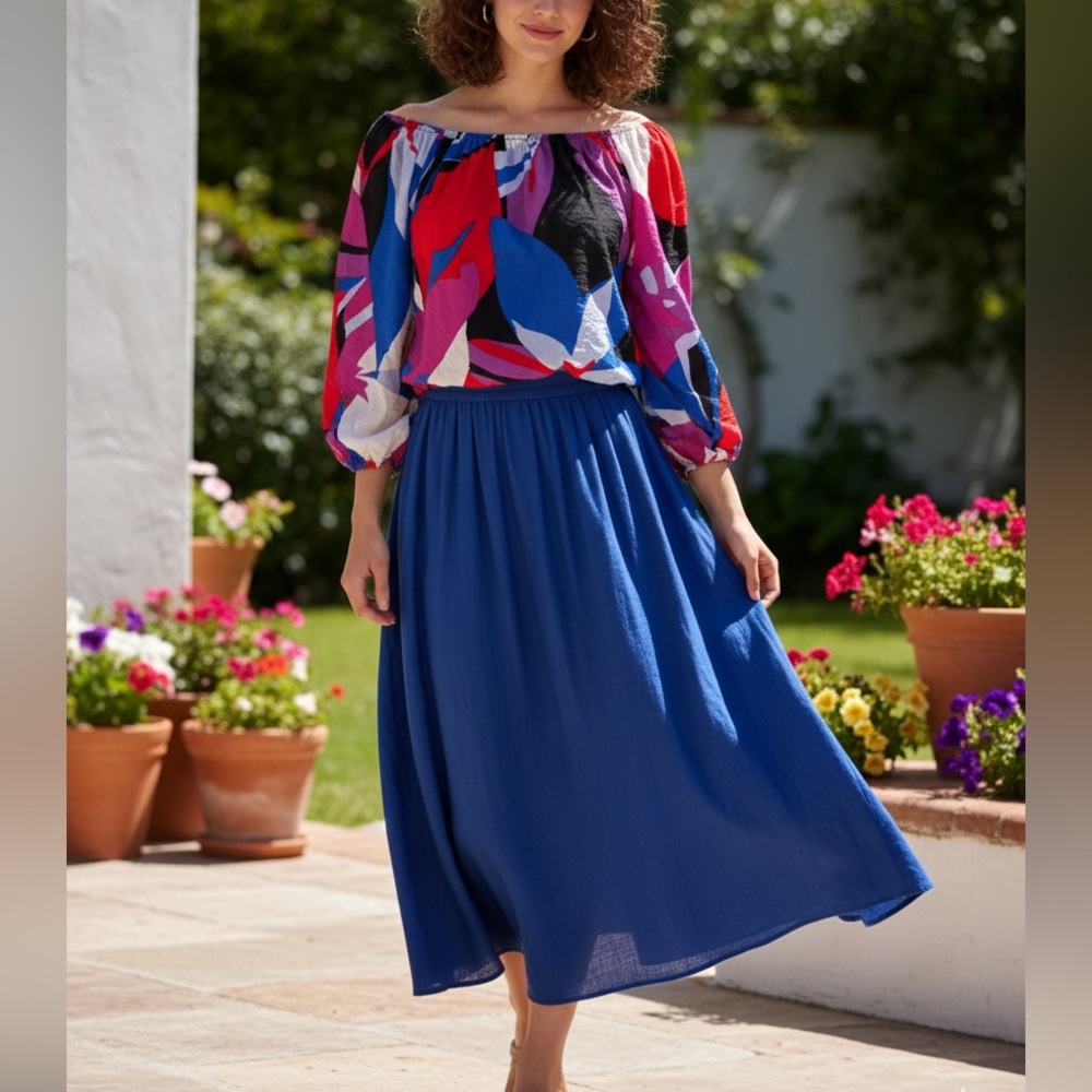 LAST CHANCE - Nine West Colorful Puff Blouse